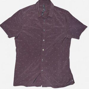Vuori Shirt Mens Medium Geometric Short Sleeve Shirt Stretch Performance Preppy